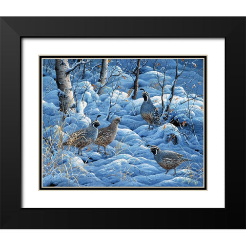 Winter Covey Black Modern Wood Framed Art Print with Double Matting by Tift, Jeff