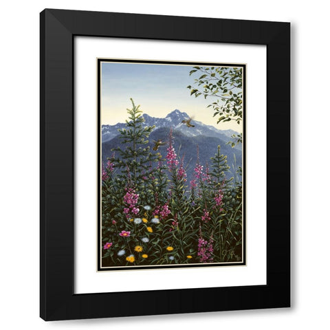 Hummingbirds Black Modern Wood Framed Art Print with Double Matting by Tift, Jeff