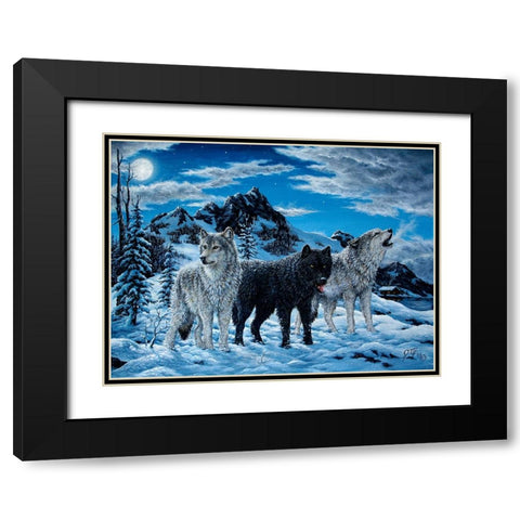 Night Howl Black Modern Wood Framed Art Print with Double Matting by Tift, Jeff