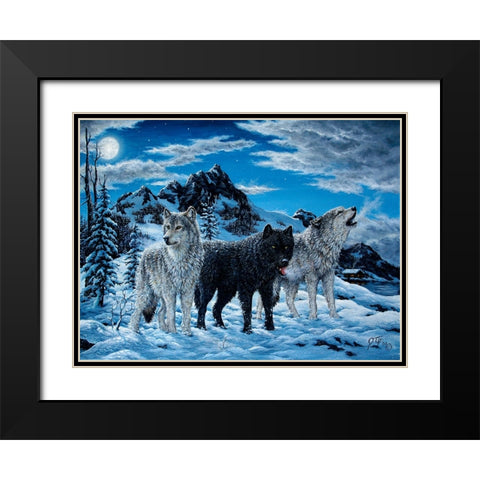 Night Howl Black Modern Wood Framed Art Print with Double Matting by Tift, Jeff