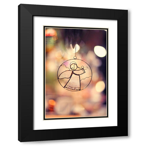 Christmas Angel Black Modern Wood Framed Art Print with Double Matting by Jenny Rainbow Fine Art