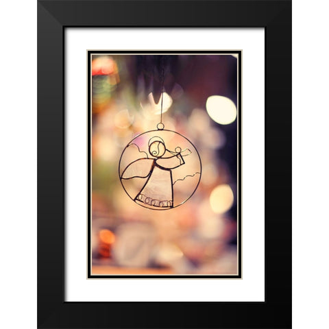 Christmas Angel Black Modern Wood Framed Art Print with Double Matting by Jenny Rainbow Fine Art