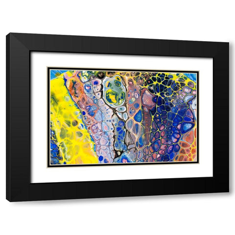 Fluid Acrylic Colorful Night Dreams 1 Black Modern Wood Framed Art Print with Double Matting by Jenny Rainbow Fine Art