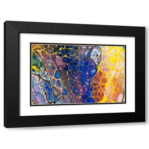 Fluid Acrylic Colorful Night Dreams 2 Black Modern Wood Framed Art Print with Double Matting by Jenny Rainbow Fine Art