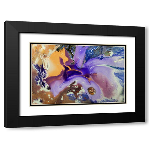 Fluid Acrylic Galactic Portal Black Modern Wood Framed Art Print with Double Matting by Jenny Rainbow Fine Art