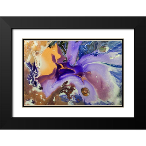 Fluid Acrylic Galactic Portal Black Modern Wood Framed Art Print with Double Matting by Jenny Rainbow Fine Art