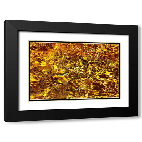 Golden Water Abstract Black Modern Wood Framed Art Print with Double Matting by Jenny Rainbow Fine Art