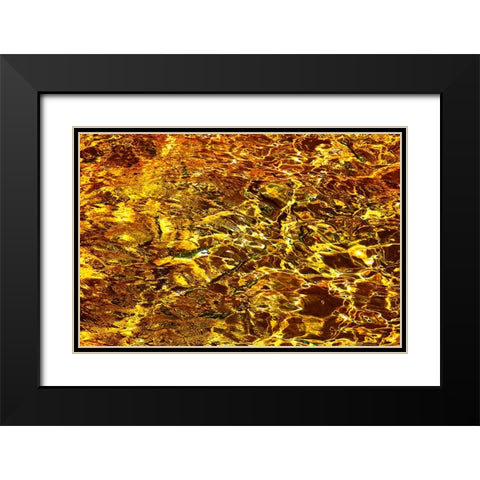 Golden Water Abstract Black Modern Wood Framed Art Print with Double Matting by Jenny Rainbow Fine Art