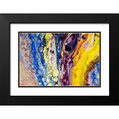 Fluid Acrylic Iridescent Reality Black Modern Wood Framed Art Print with Double Matting by Jenny Rainbow Fine Art