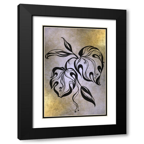 Monstera Leaf Black Modern Wood Framed Art Print with Double Matting by Jenny Rainbow Fine Art