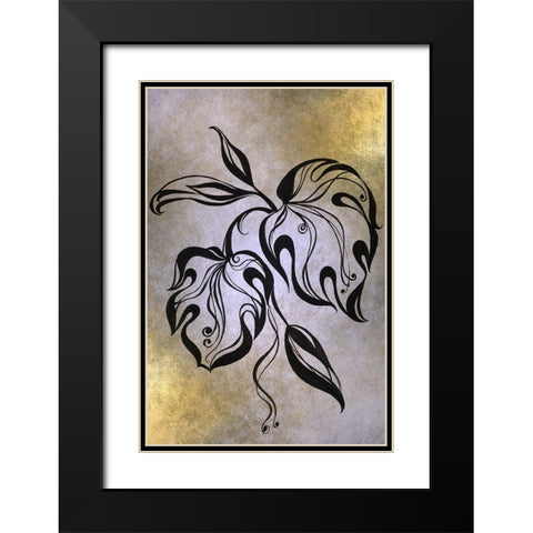 Monstera Leaf Black Modern Wood Framed Art Print with Double Matting by Jenny Rainbow Fine Art