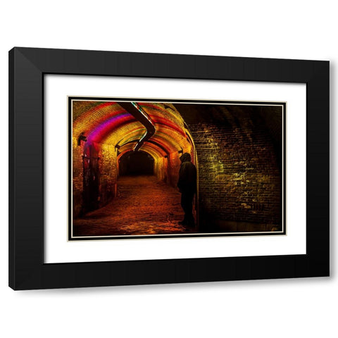 Trajectum Lumen Project Ganzenmarkt Tunnel Black Modern Wood Framed Art Print with Double Matting by Jenny Rainbow Fine Art
