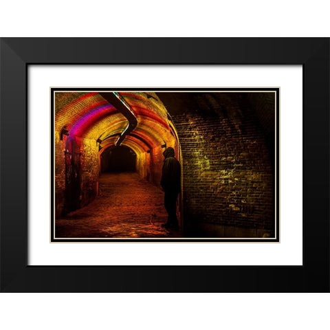 Trajectum Lumen Project Ganzenmarkt Tunnel Black Modern Wood Framed Art Print with Double Matting by Jenny Rainbow Fine Art