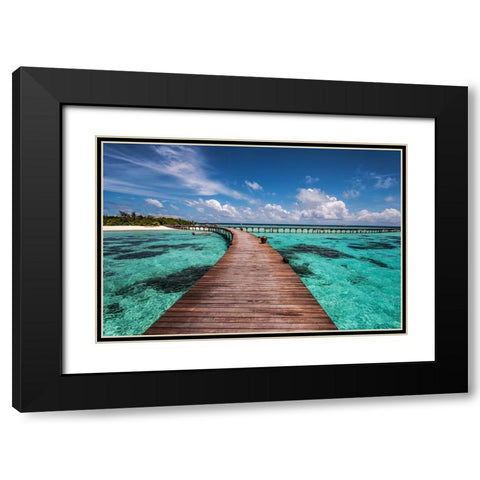Walk over the Water Black Modern Wood Framed Art Print with Double Matting by Jenny Rainbow Fine Art