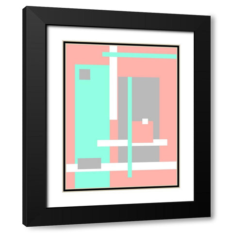 Digital Art Pastel Geometric Abstract Black Modern Wood Framed Art Print with Double Matting by Jenny Rainbow Fine Art