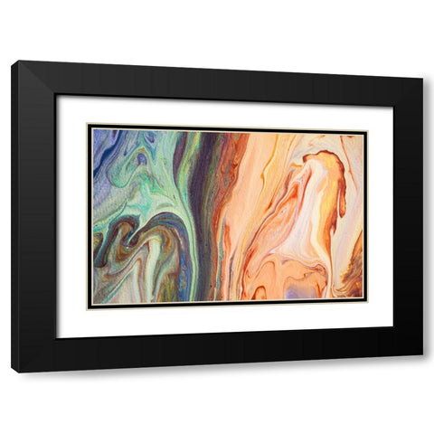 Fluid Acrylic  Heating Waves 1 Black Modern Wood Framed Art Print with Double Matting by Jenny Rainbow Fine Art
