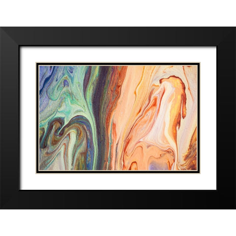 Fluid Acrylic  Heating Waves 1 Black Modern Wood Framed Art Print with Double Matting by Jenny Rainbow Fine Art