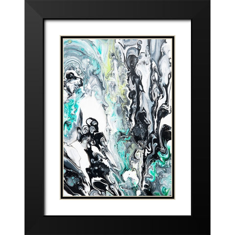 Fluid Acrylic  In Tropical Jungles Black Modern Wood Framed Art Print with Double Matting by Jenny Rainbow Fine Art