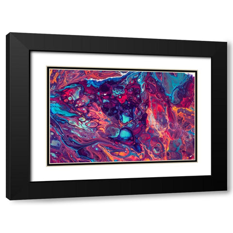 Fluid Acrylic Arabian Fairytales Black Modern Wood Framed Art Print with Double Matting by Jenny Rainbow Fine Art