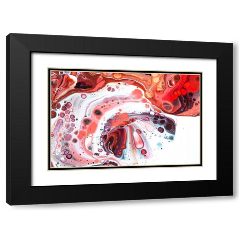 Fluid Acrylic Coral Reefs Black Modern Wood Framed Art Print with Double Matting by Jenny Rainbow Fine Art