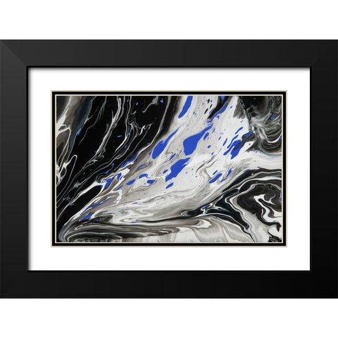 Fluid Acrylic Night Over Ocean 1 Black Modern Wood Framed Art Print with Double Matting by Jenny Rainbow Fine Art
