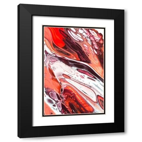 Fluid Acrylic Terracotta and Coral Flows Black Modern Wood Framed Art Print with Double Matting by Jenny Rainbow Fine Art