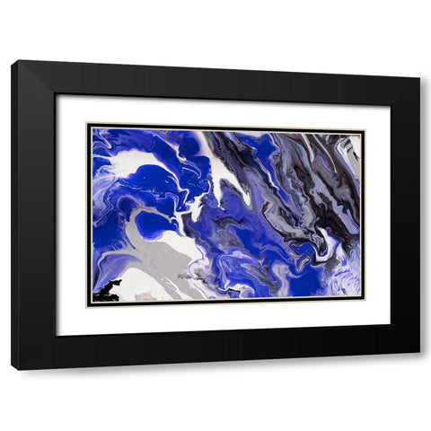 Fluid Acrylic The Rivers Of Babylon Black Modern Wood Framed Art Print with Double Matting by Jenny Rainbow Fine Art