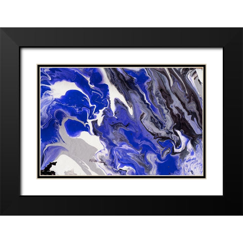 Fluid Acrylic The Rivers Of Babylon Black Modern Wood Framed Art Print with Double Matting by Jenny Rainbow Fine Art