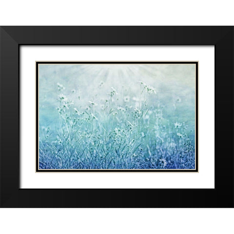 Blue Flower Meadow Black Modern Wood Framed Art Print with Double Matting by Schell, Jennie Marie