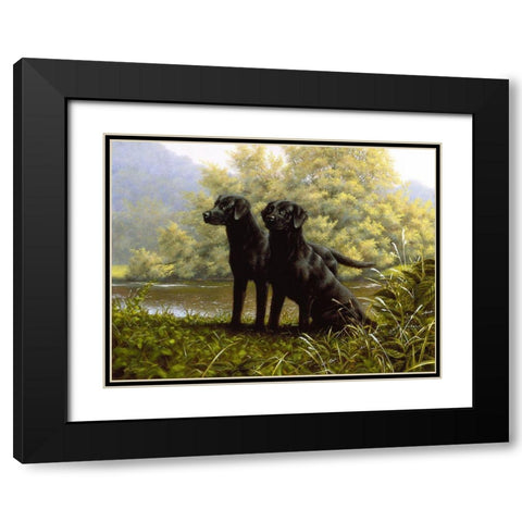 Js19-D Black Modern Wood Framed Art Print with Double Matting by Silver, John
