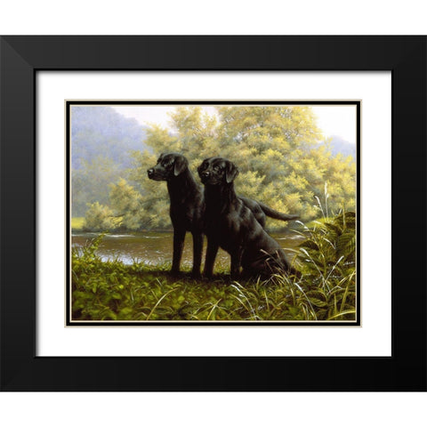Js19-D Black Modern Wood Framed Art Print with Double Matting by Silver, John