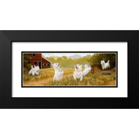 Westie Panorama Black Modern Wood Framed Art Print with Double Matting by Silver, John