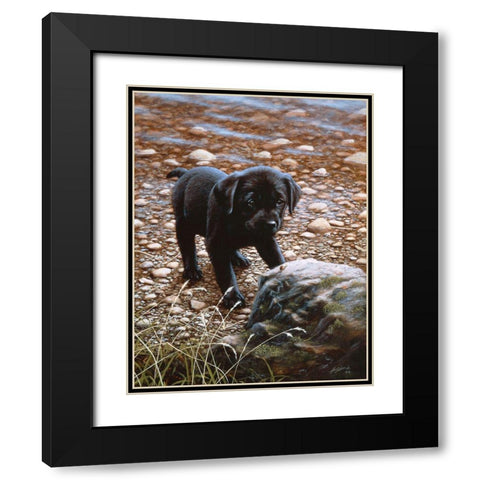 Js47-C Black Modern Wood Framed Art Print with Double Matting by Silver, John