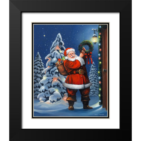 Santa Wreath Black Modern Wood Framed Art Print with Double Matting by Zaccheo, John