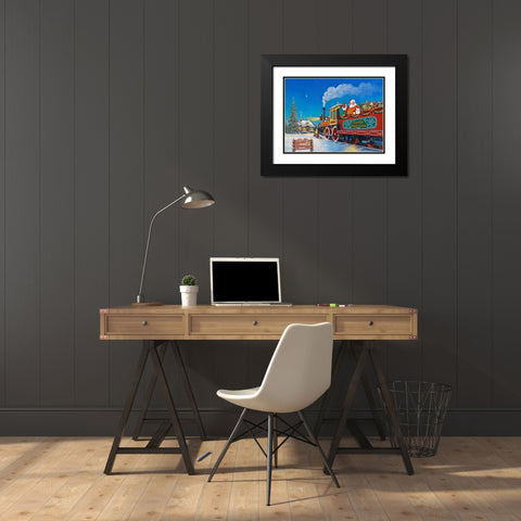 Santa Express Black Modern Wood Framed Art Print with Double Matting by Zaccheo, John