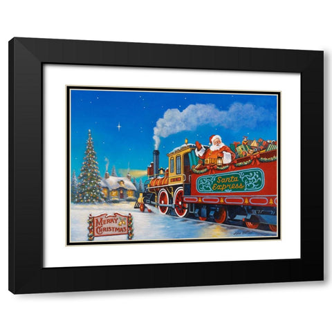 Santa Express Black Modern Wood Framed Art Print with Double Matting by Zaccheo, John