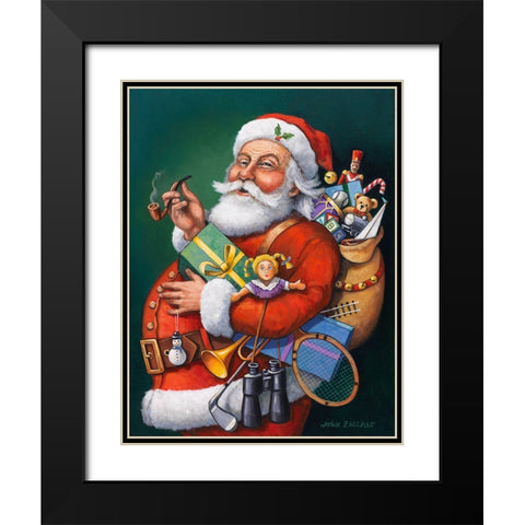 Saint Nick and All His Toys Black Modern Wood Framed Art Print with Double Matting by Zaccheo, John