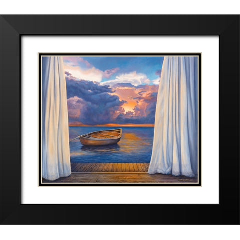 Vacation View Black Modern Wood Framed Art Print with Double Matting by Zaccheo, John