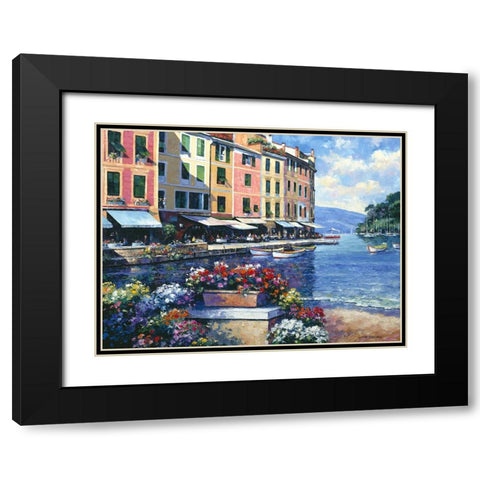 Reflections Of Portofino Black Modern Wood Framed Art Print with Double Matting by Zaccheo, John