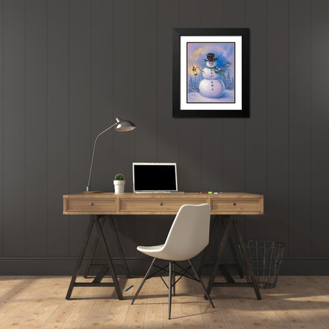 Snowman Black Modern Wood Framed Art Print with Double Matting by Zaccheo, John