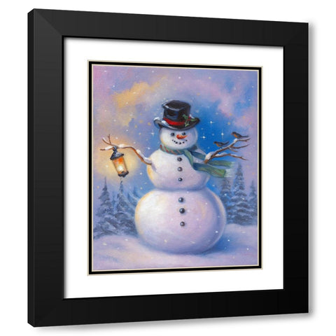 Snowman Black Modern Wood Framed Art Print with Double Matting by Zaccheo, John