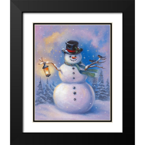 Snowman Black Modern Wood Framed Art Print with Double Matting by Zaccheo, John