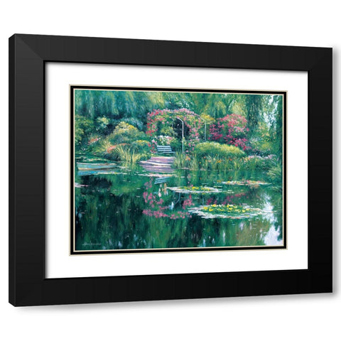 Monets Garden Black Modern Wood Framed Art Print with Double Matting by Zaccheo, John