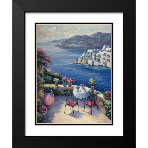 Aegean Vista Black Modern Wood Framed Art Print with Double Matting by Zaccheo, John