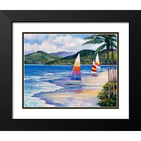 Seaside Sails Black Modern Wood Framed Art Print with Double Matting by Zaccheo, John