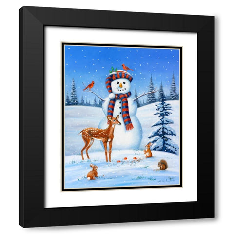 Snowman I Black Modern Wood Framed Art Print with Double Matting by Zaccheo, John