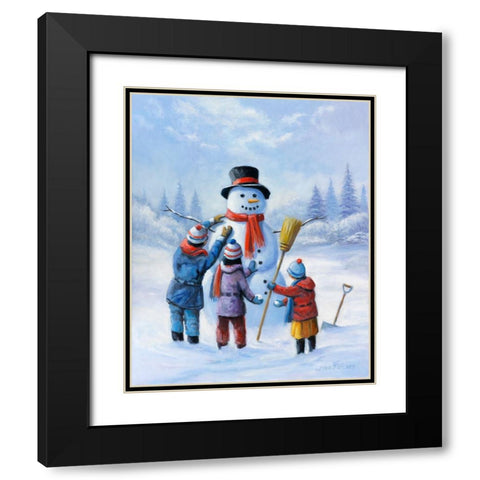 Snowman III Black Modern Wood Framed Art Print with Double Matting by Zaccheo, John