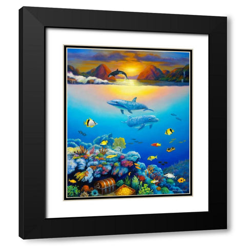 Seascape Black Modern Wood Framed Art Print with Double Matting by Zaccheo, John