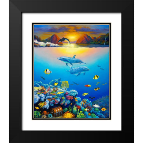 Seascape Black Modern Wood Framed Art Print with Double Matting by Zaccheo, John