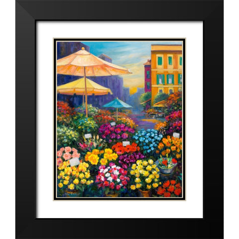 Tuscan Flower Market Black Modern Wood Framed Art Print with Double Matting by Zaccheo, John